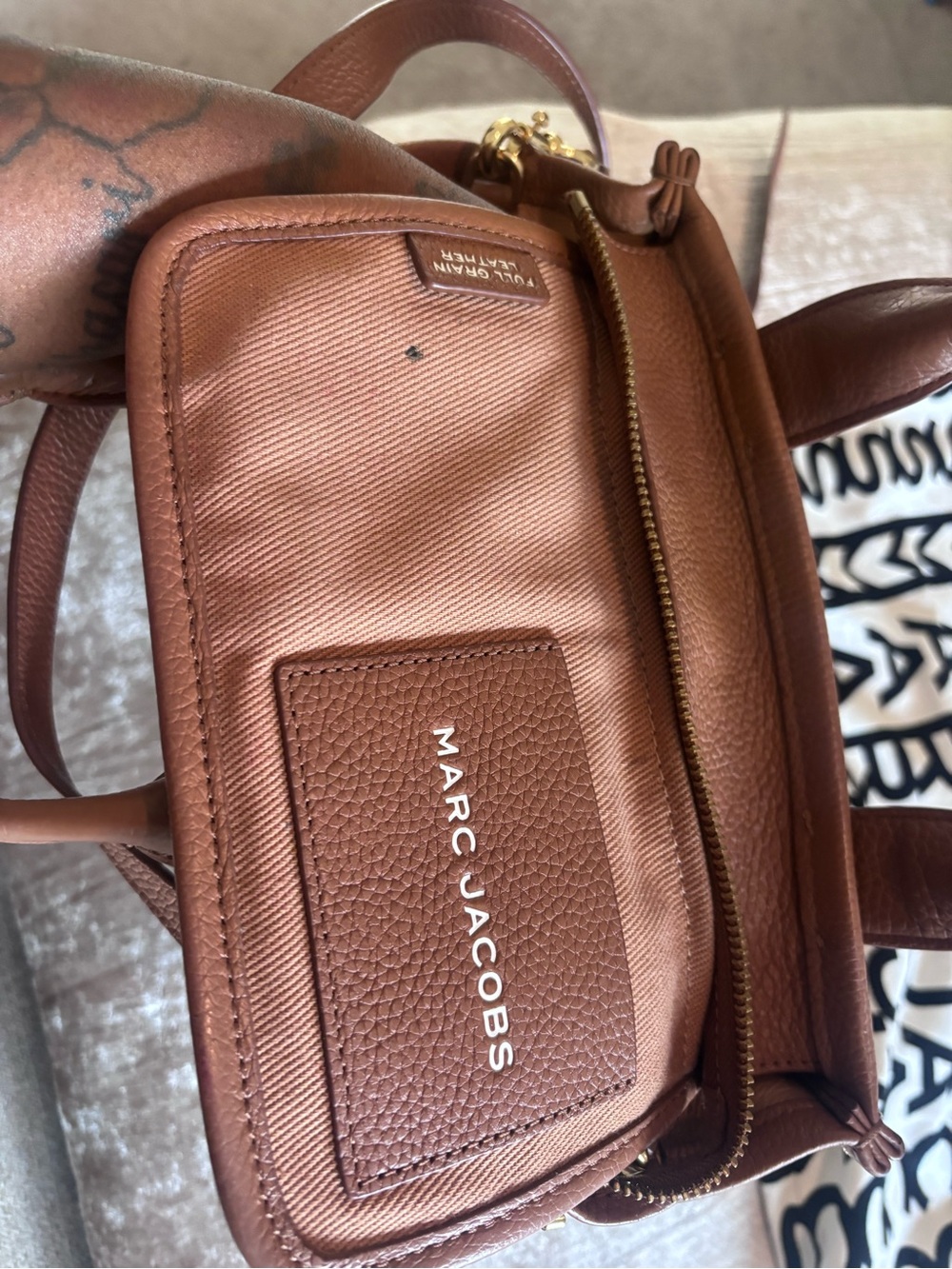 Marc Jacobs Cognac Brown Leather Mini Crossbody Bag